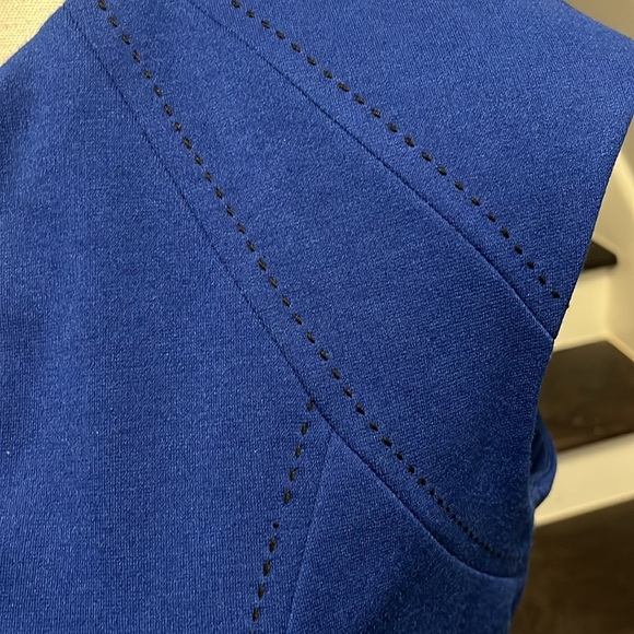 Sangria Royal Blue Sheath Dress V-neck Sleeveless 10P Top Stitching Details. - Picture 9 of 16